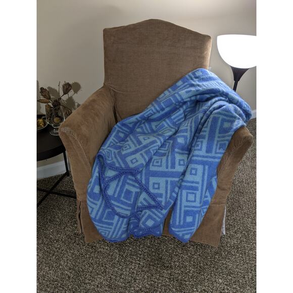 LN Super Soft Ccahuantico Peru blue patturn 50% Alpaca throw blanket - Picture 3 of 5